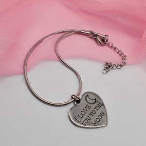 Hypoallergenic Minimalist Jewelry Bracelet Heart Valentine's I Love You Pendant